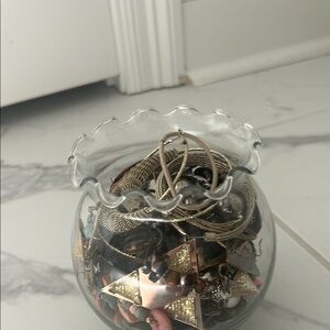 Glass Jewelry Holder with Assorted Accessories